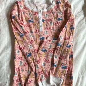 Roller rabbit kids sz 14 Pink Holiday Animal Henley Pajamas